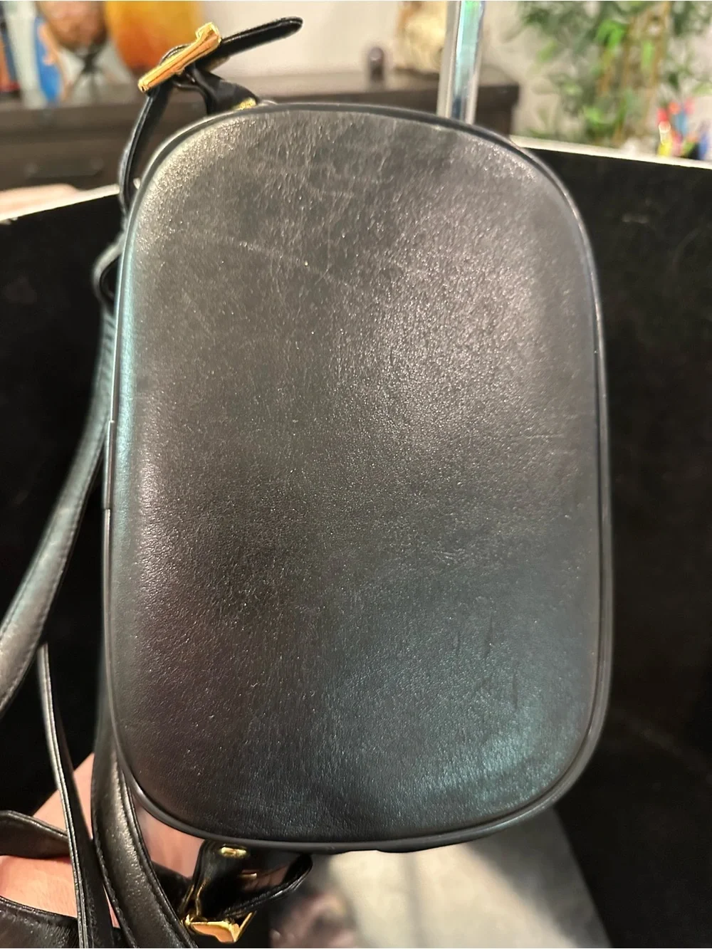 MCM # 226 Quilted Black Leather Backpack Gold Hardware/Logo Studs